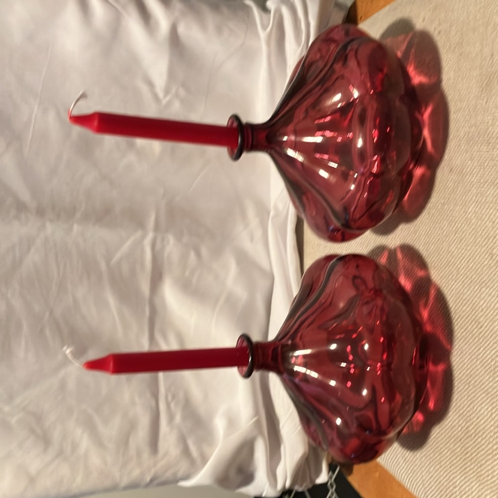 New. IKEA. 2 pc set of Jeanie style raspberry- rosey red glass vases can be - Picture 10 of 13